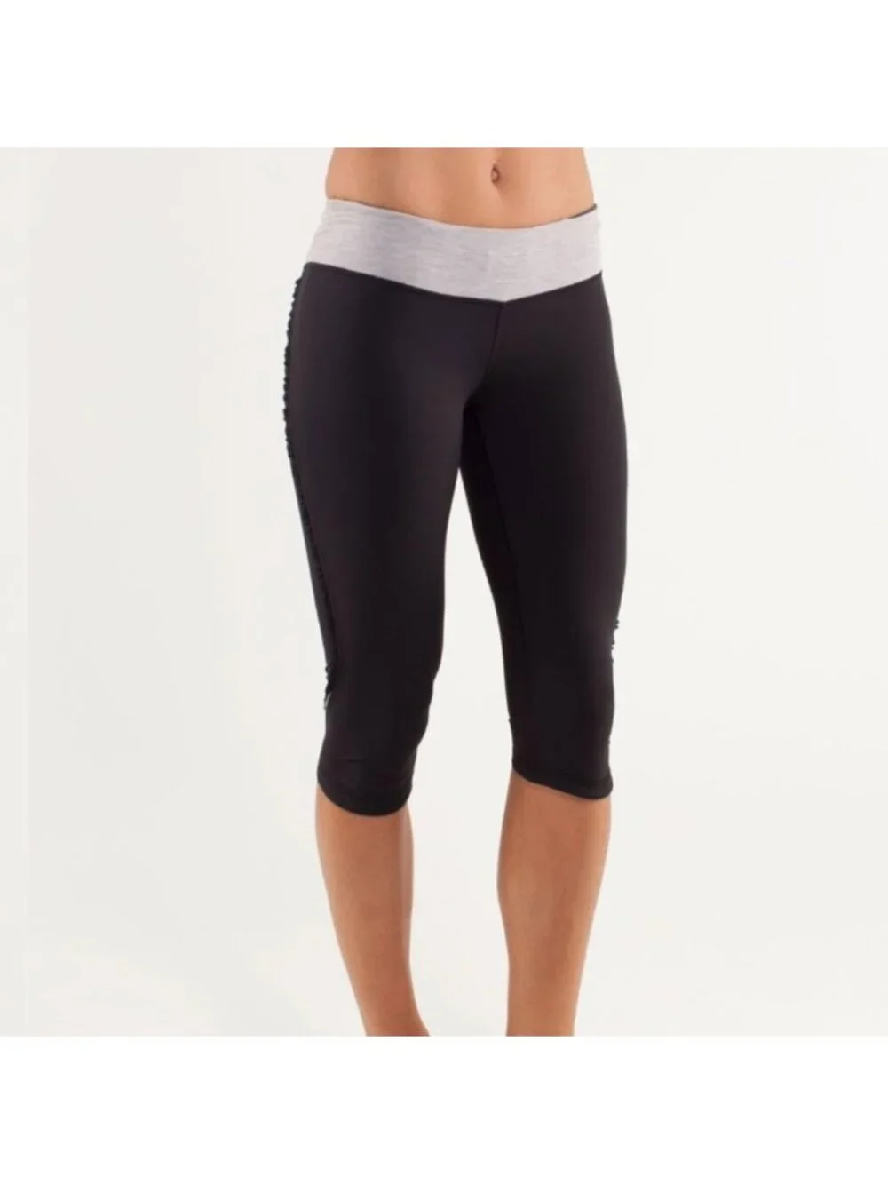 Lululemon Run: Fast And Free Crop Black / Metallic Silver / Coal